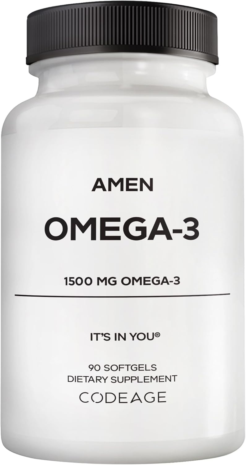 Amen Omega-3 Supplement - 1500mg High-Potency Daily Omega 3 - EPA and DHA Fatty Acids Fish Oil - 45-Day Supply - Fatty Acid Supplements - Fish Oil Pills - Non-GMO - 90 Soft Gels Capsules