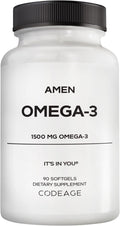 Amen Omega-3 Supplement - 1500mg High-Potency Daily Omega 3 - EPA and DHA Fatty Acids Fish Oil - 45-Day Supply - Fatty Acid Supplements - Fish Oil Pills - Non-GMO - 90 Soft Gels Capsules