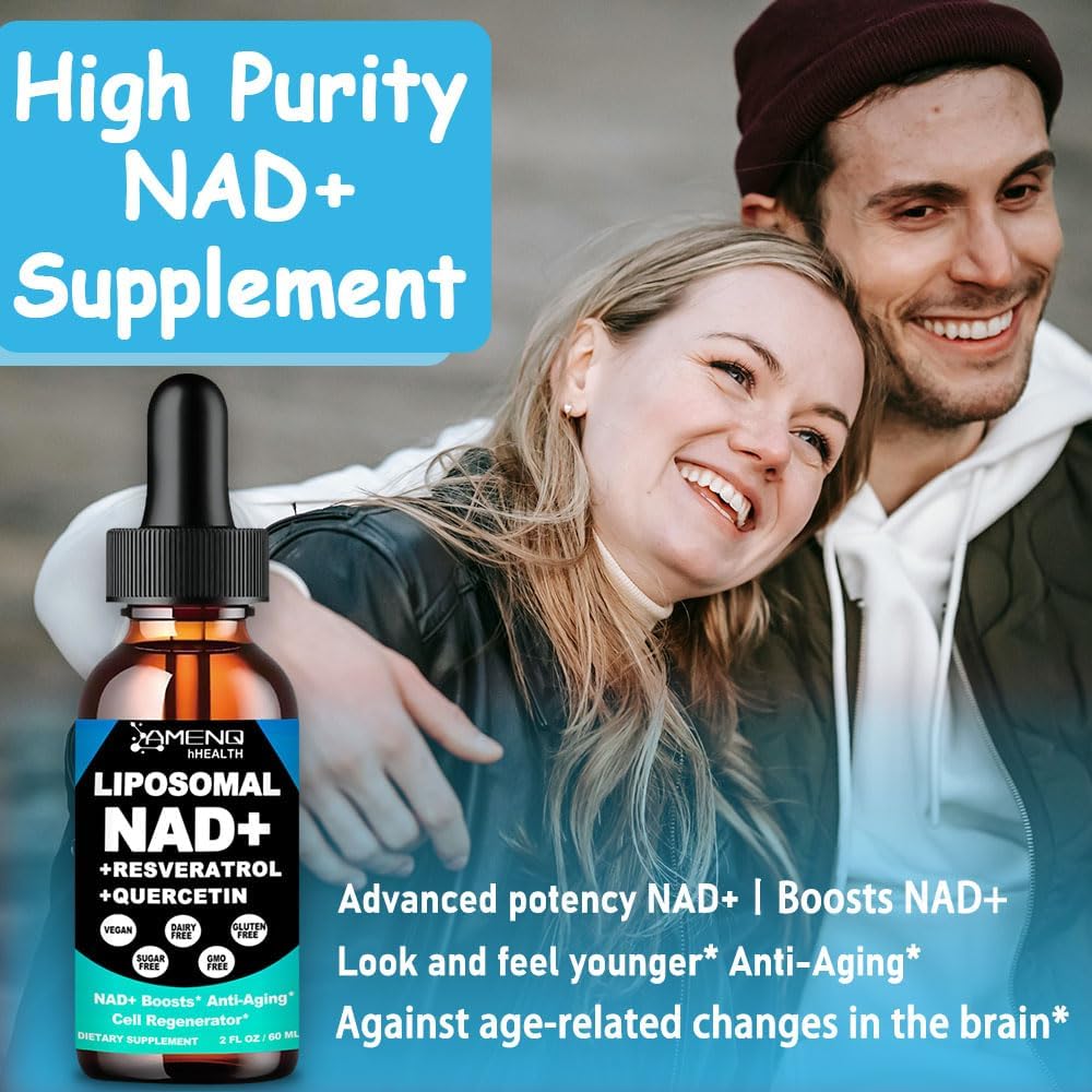 NAD Supplement, Liposomal NAD Nicotinamide Riboside Resveratrol 900mg Quercetion, TMG, Vitamin B3, High Potency NAD Plus Liquid Supplement for Cell Regenerator, Longevity, Energy, Anti-Aging, Focus