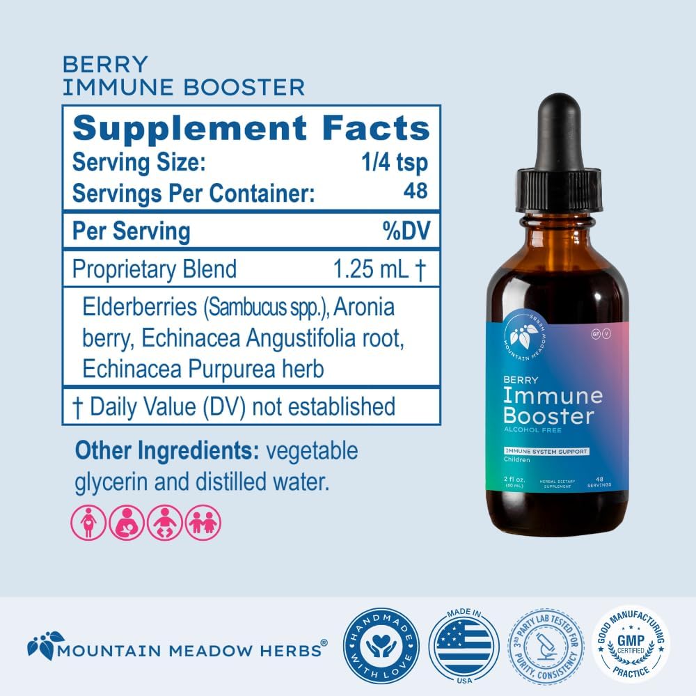 Mountain Meadow Herbs Berry Immune Booster for Kids Immune Support, with Elderberry and Echinacea - 2oz.