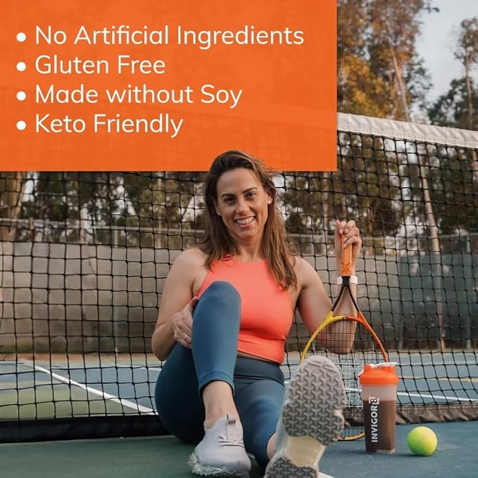 INVIGOR8 Superfood Grass Fed Whey Protein Isolate Shake Chocolate Brownie Gluten-Free and Non GMO Meal Replacement with Probiotics and Omega 3 (645g)