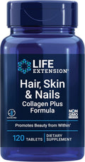 Life Extension Hair, Skin & Nails Collagen Plus Formula - Promotes Collagen & Keratin Health - with Niacin, Vitamin B6, Biotin, Calcium & Zinc - Non-GMO – 120 Count(Pack of 1)