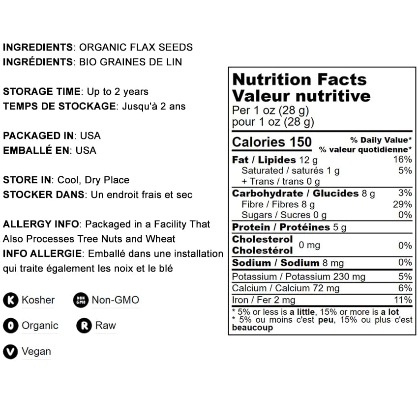 Food to Live Organic Brown Flax Seeds, 8 Ounces – Whole Raw Flaxseeds, Non-GMO, Unroasted, Dried, Kosher, Vegan. Rich in Omega-3 Fatty Acids, and Dietary Fiber. Perfect for Salads, and Baked Goods.