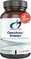 Designs for Health OmegAvail Synergy - Omega Complex for Adults - Omega 3-6-7-9 Fatty Acids from Borage and Macadamia Oil + Triglyceride (TG) Fish Oil with DHA & EPA (60 Softgels)