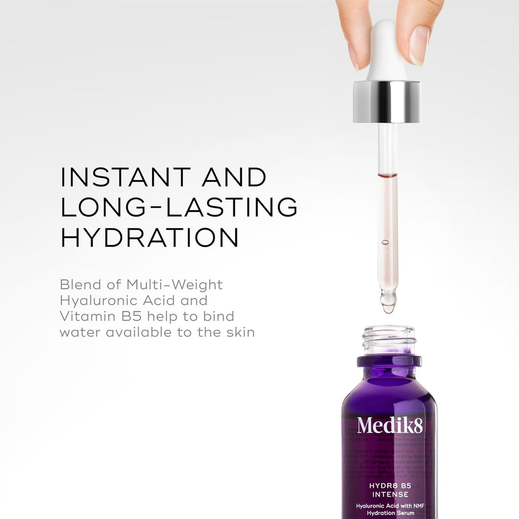 Medik8 Hydr8 B5 Intense - Hyaluronic Acid Serum - Moisturizing and Antioxidant Serum for Face - Smooths Fine Lines and Wrinkles - Vegan - 1.0 oz