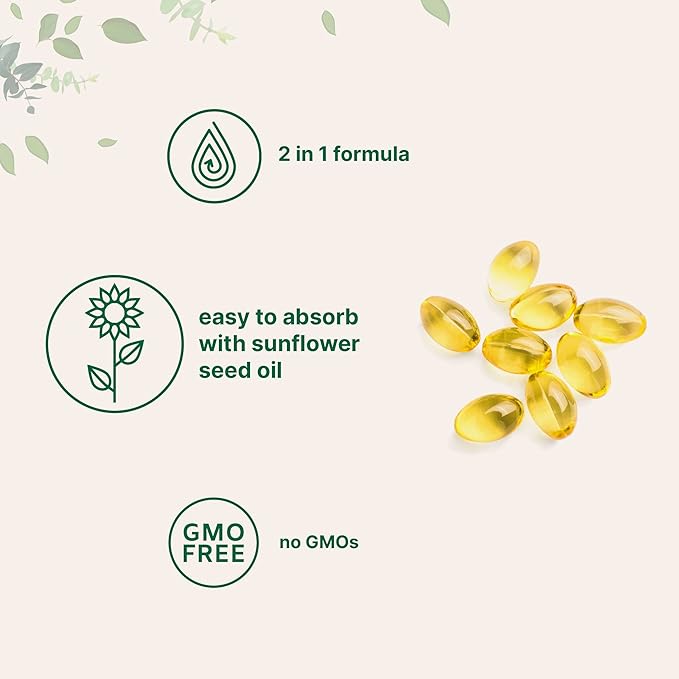 Micro Ingredients Vitamin D3 5,000 IU + K2 MK-7 100 mcg, 2 Pack (600 Softgels) | Liquid-Filled with Sunflower Oil | 2-in-1 Vitamins D & K Complex | Extra Strength, Easy to Swallow, Non-GMO, No Gluten