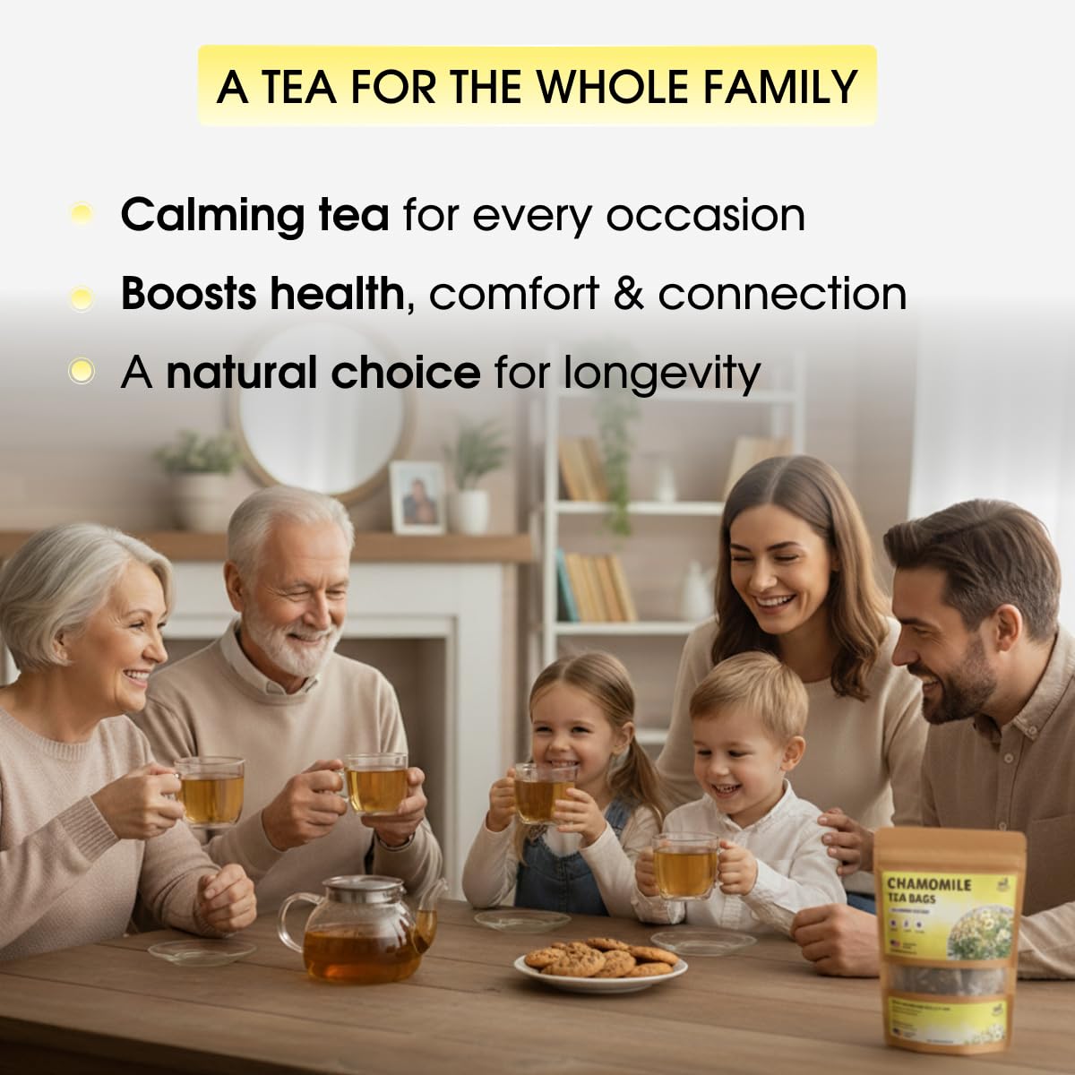Chamomile Tea Bags - 100 Bags (Premium Natural Pure Leaf Tea - 100 Count) Gluten-Free and Caffeine-Free Herbal tea for Relaxation, Wallness, Immune Support with Smooth Taste