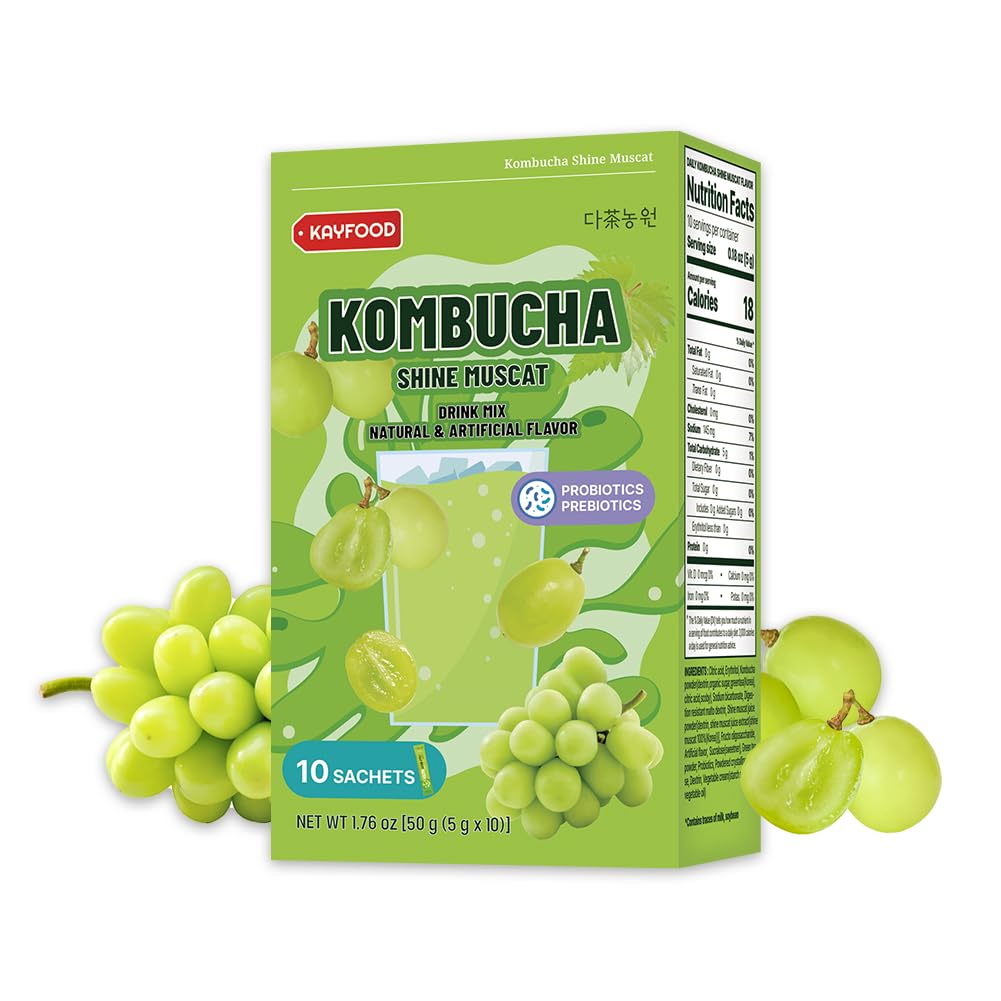KAYFOOD Garden Daily Shinemuscat Kombucha Tea Powdered Mix, Probiotics & Prebiotics, Zero Sugar, Diet, Healthy Fermented Drinks Korea Workout T (10ST)