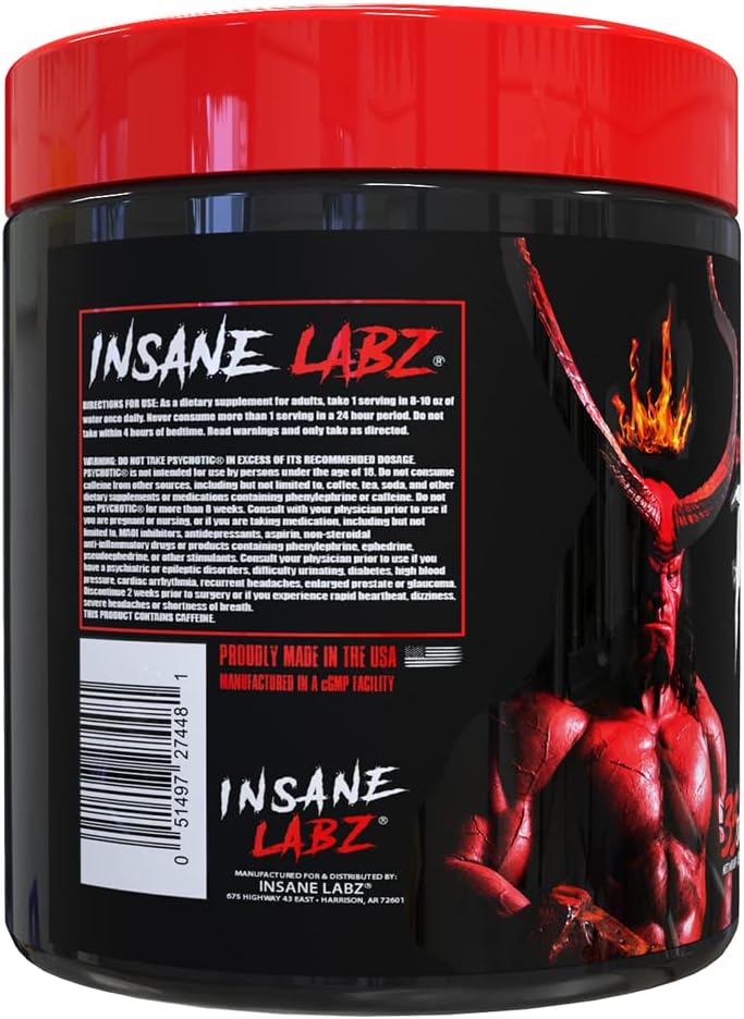 Insane Labz Hellboy Edition, High Stimulant Pre Workout Powder and NO Booster with Beta Alanine, L Citrulline, and Caffeine, Boosts Focus, Energy, Endurance, Nitric Oxide Levels, 35 Srvgs, Grape