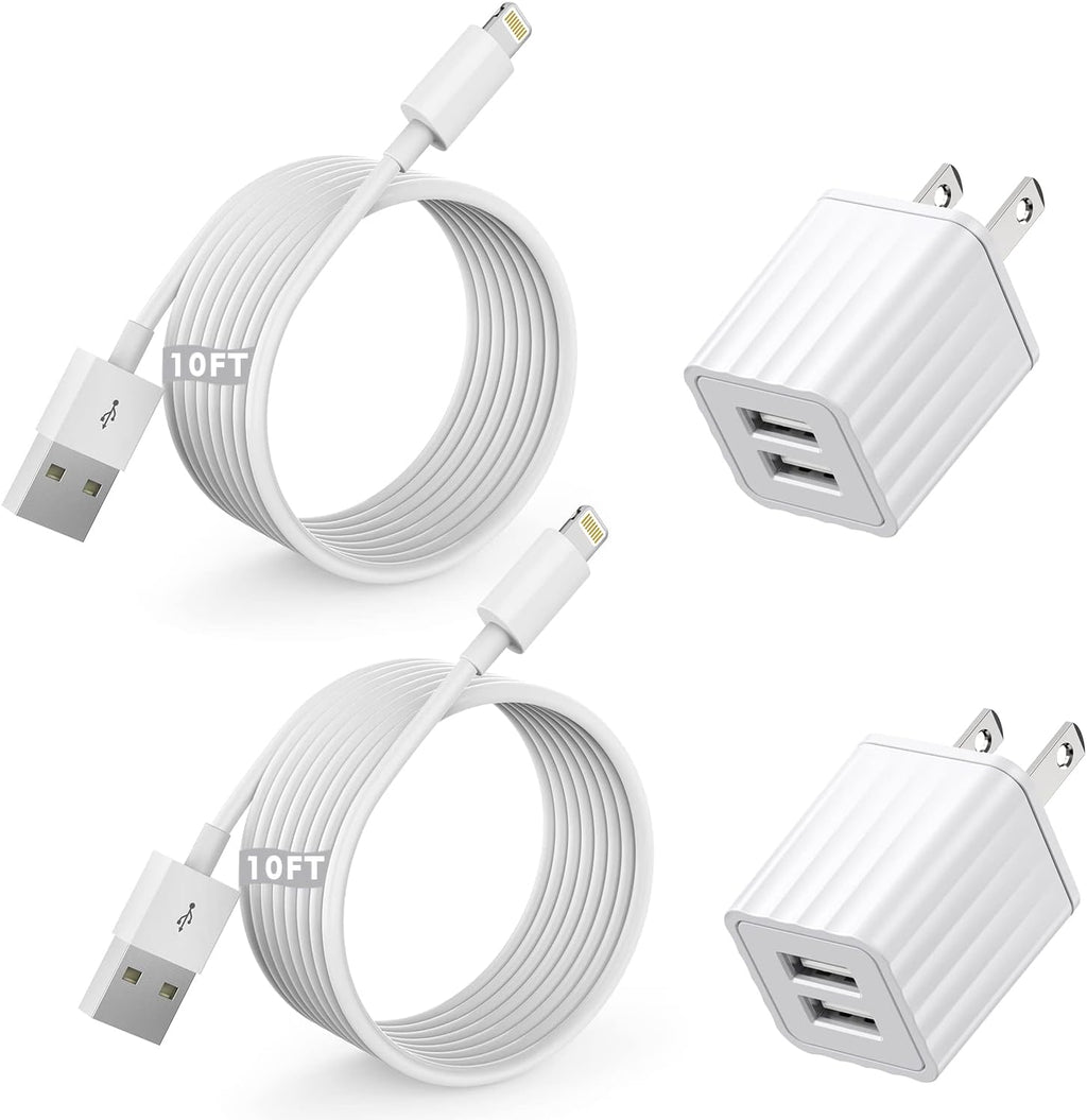 iPhone Fast Charger,2Pack Dual Port Wall Charger with Fast Charging 6.6FT Long Nylon Braided USB to Lightning Cable Cord Double Wall Charger Adapter Block Plug for iPhone 14 13 12 Pro Max 11 SE iPad