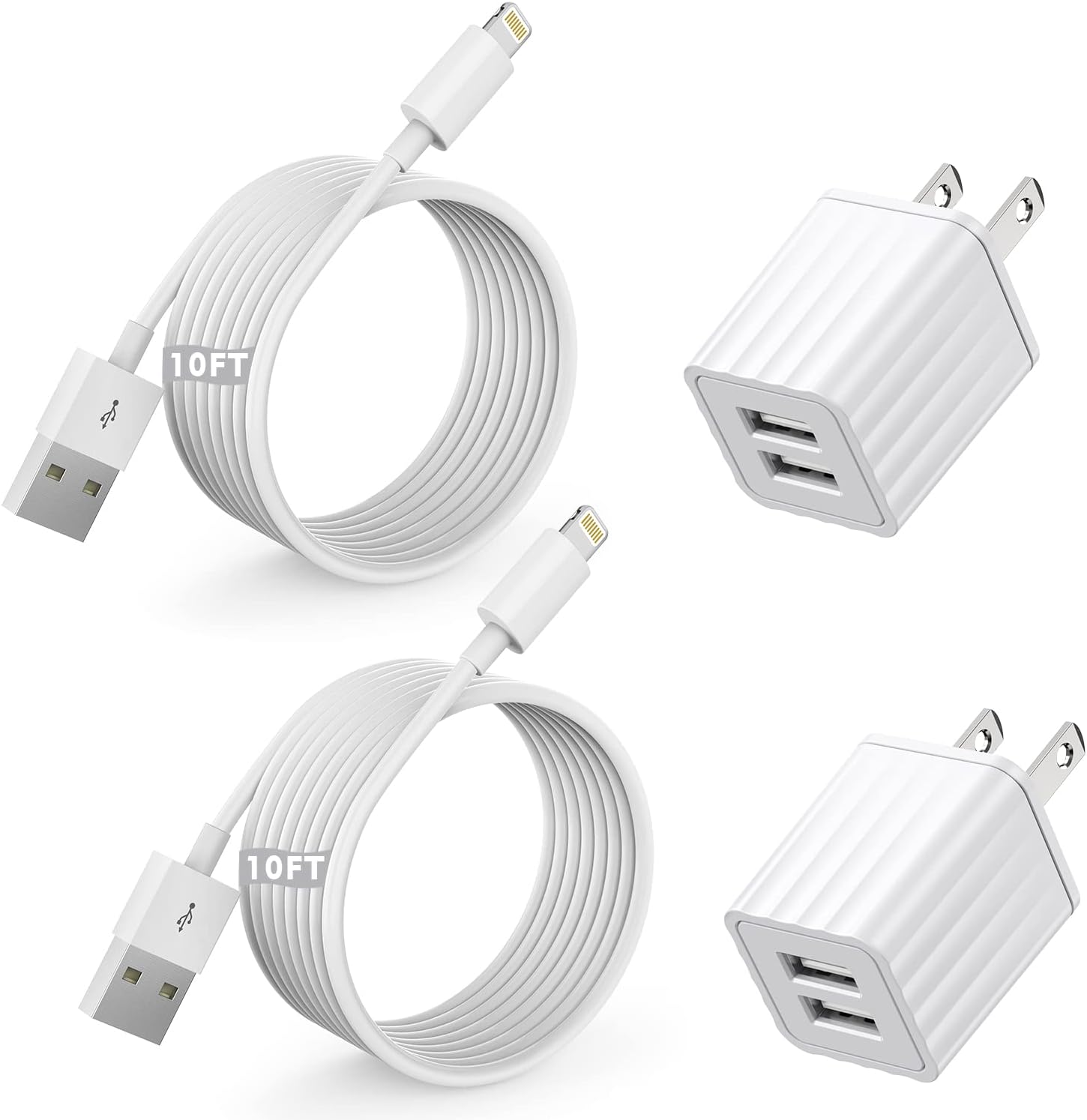 iPhone Fast Charger,2Pack Dual Port Wall Charger with Fast Charging 6.6FT Long Nylon Braided USB to Lightning Cable Cord Double Wall Charger Adapter Block Plug for iPhone 14 13 12 Pro Max 11 SE iPad