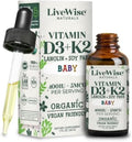 Baby Vitamin D3-K2 Liquid Supplement, Vitamin Drops for Infants and Toddlers, for Healthy Growth, Development and Daily Wellness, Easy-to-Use Dropper in Glass Bottle, 1 Fl Oz