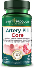 Purity Products Artery Pill Core from MK-7 Vitamin K2, Plant-Based S7 Nitric Oxide Booster, Vitamin D3, Organic Blueberries - Promotes Arterial Health & Cardiovascular Function - 30 Count