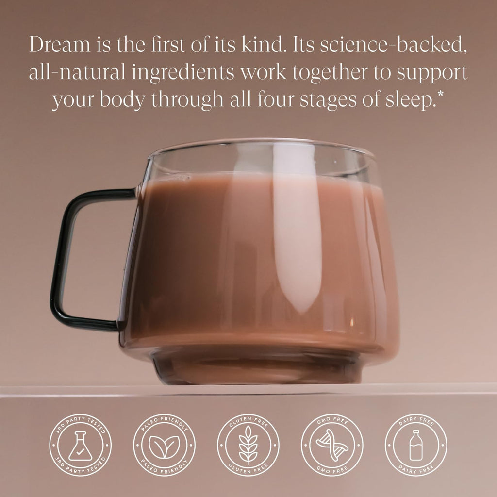 Beam Dream Sleep Powder, L-Theanine, Apigenin, Reishi and Magnesium, Third Party Tested Natural Sleep Aid & Sleep Supplement for Deep Sleep, Relaxation and Recovery, Natural Sleep Support, 22 Servings