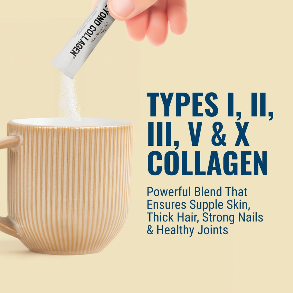 Live Conscious Beyond Collagen Peptides Powder Unflavored Packets - Hydrolyzed Collagen Powder - Hair Skin Nail & Joint Support - Multi Type Collagen Supplements for Women & Men