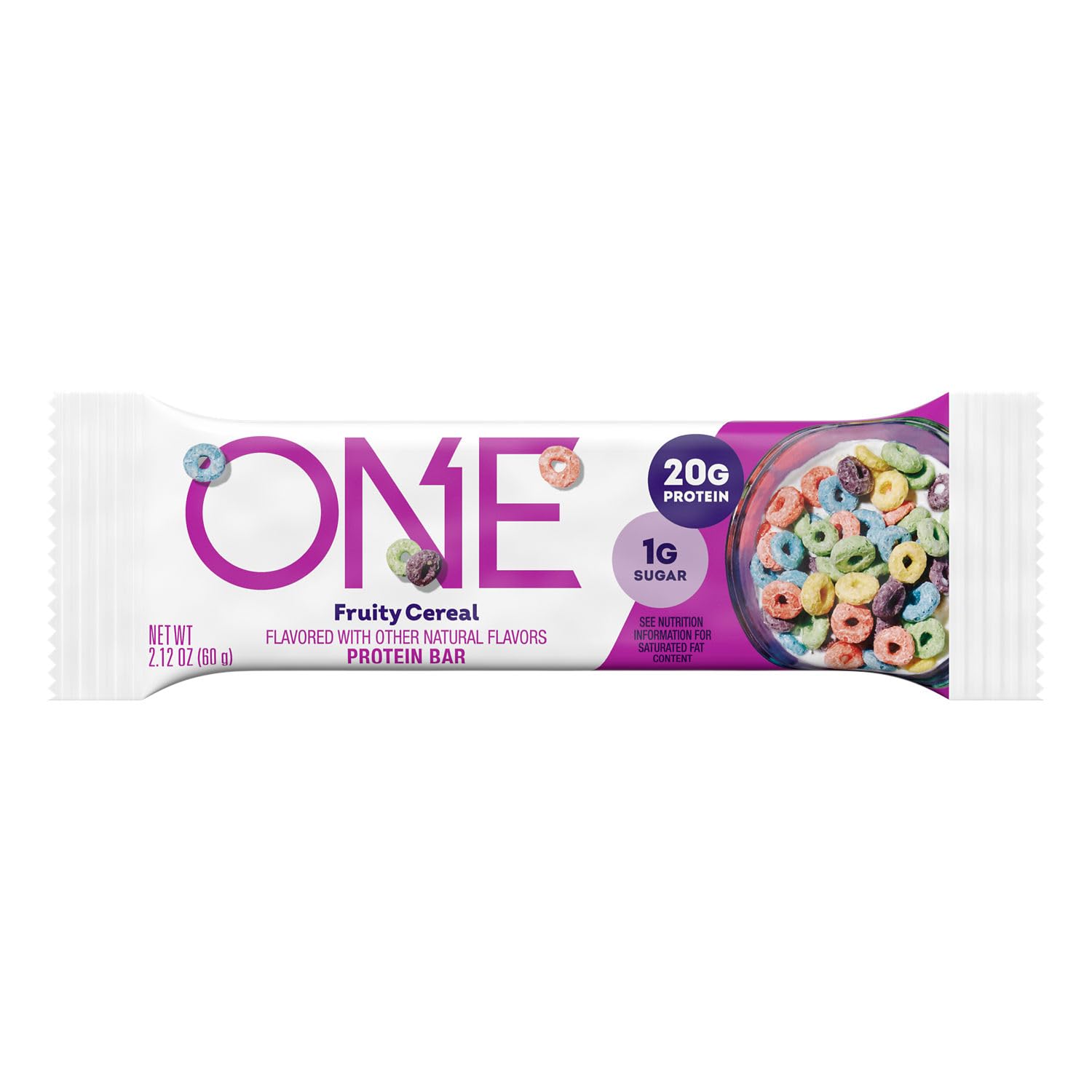 ONE Protein Bars, Fruity Cereal, Gluten Free with 20g Protein and 1g Sugar, Pantry Staples, 2.12 oz (12 Count), Packaging May Vary