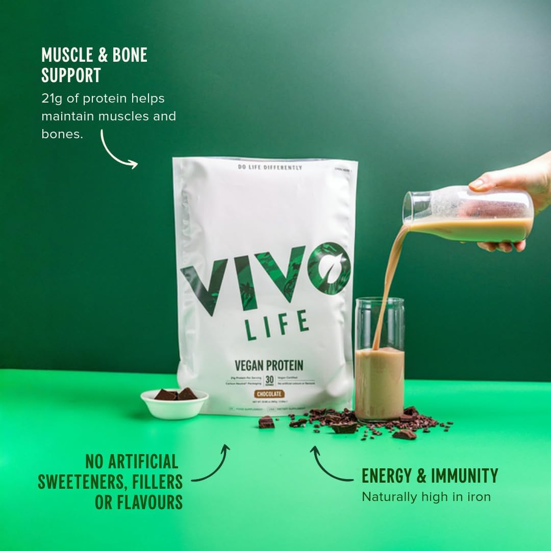 Vivo Vegan Protein Powder - 0.7 oz of Plant-Based Protein per Scoop, 30 Servings (31.7 oz) (Vanilla) (31.7 oz, Unflavored)