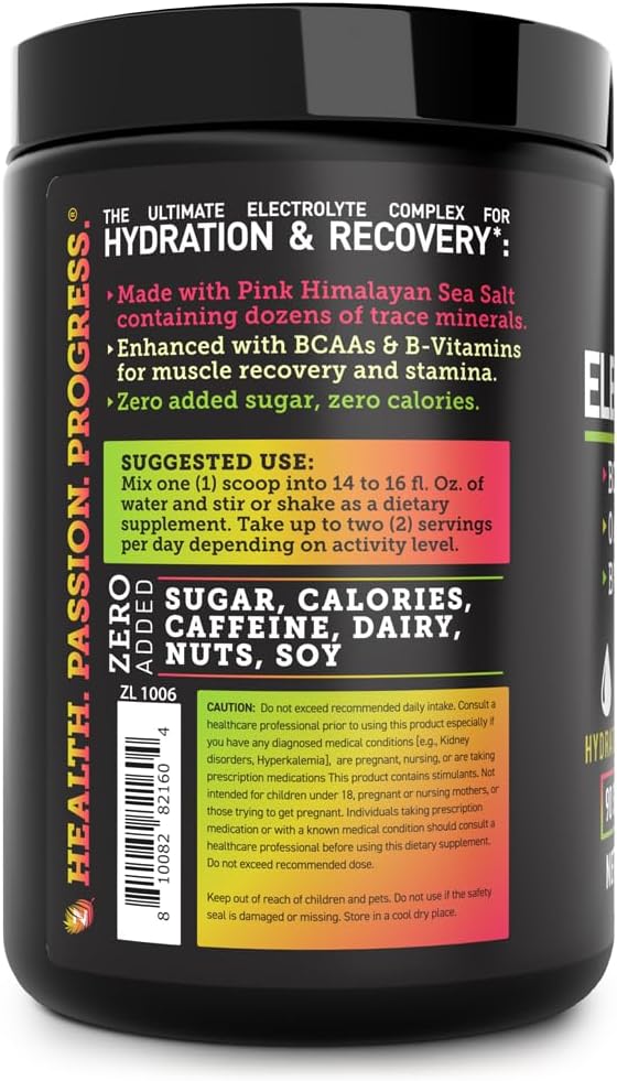 Zeal Electrolyte Powder - 90 Servings | Keto Electrolytes Powder | Zero Sugar, BCAAs, B-Vitamins | Potassium, Zinc, Magnesium | Hydration Powder Recovery Drink | Passion Fruit Orange Guava