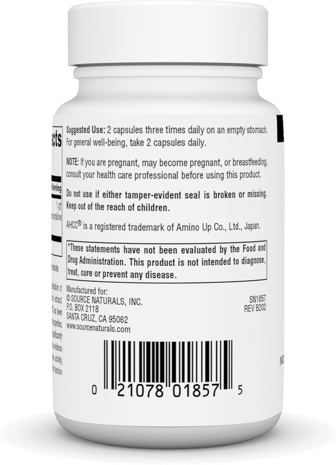 Source Naturals AHCC 500 mg Increases Natural Killer Cell Activity* 500mg - 30 Capsules