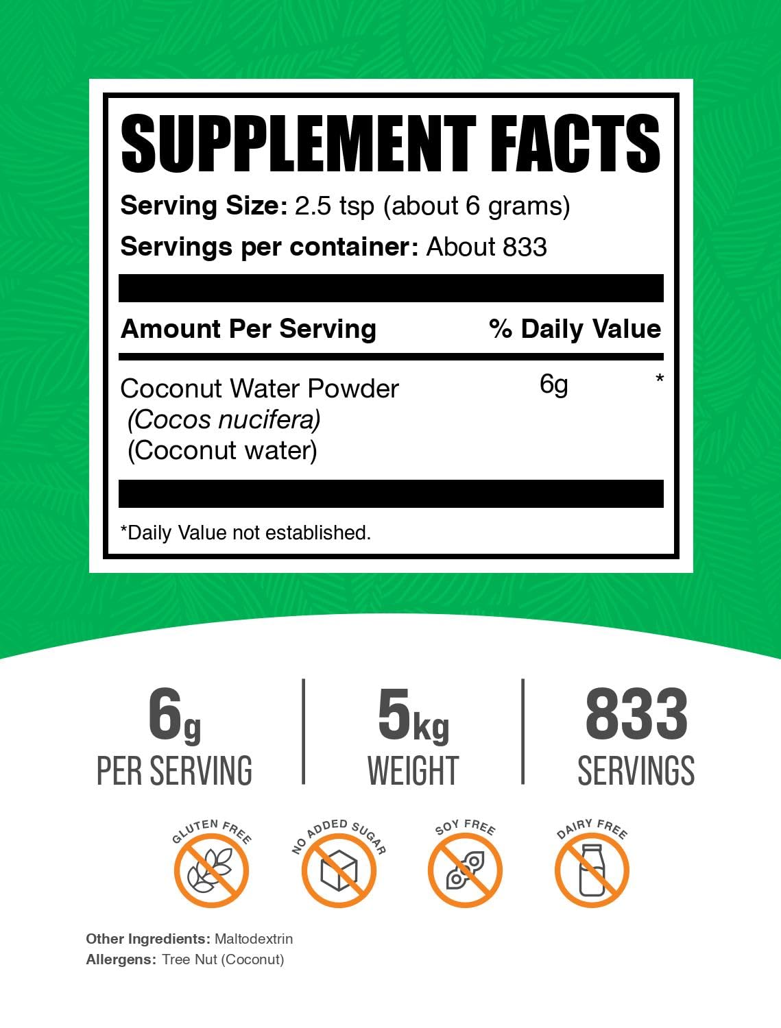 BulkSupplements.com Coconut Water Powder - Electrolytes Powder - Water Flavoring Powder - Coconut Flavoring Powder - Electrolyte Supplements - Drink Powder (5 Kilograms - 11 lbs)