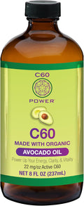 C60 Power C60 in Organic Avocado Oil - Natural Wellness & Antioxidant Support for Men & Women, 99.99% Pure Carbon Fullerenes, Promotes Energy, Mental Clarity, & Stamina - 8 fl oz Bottle