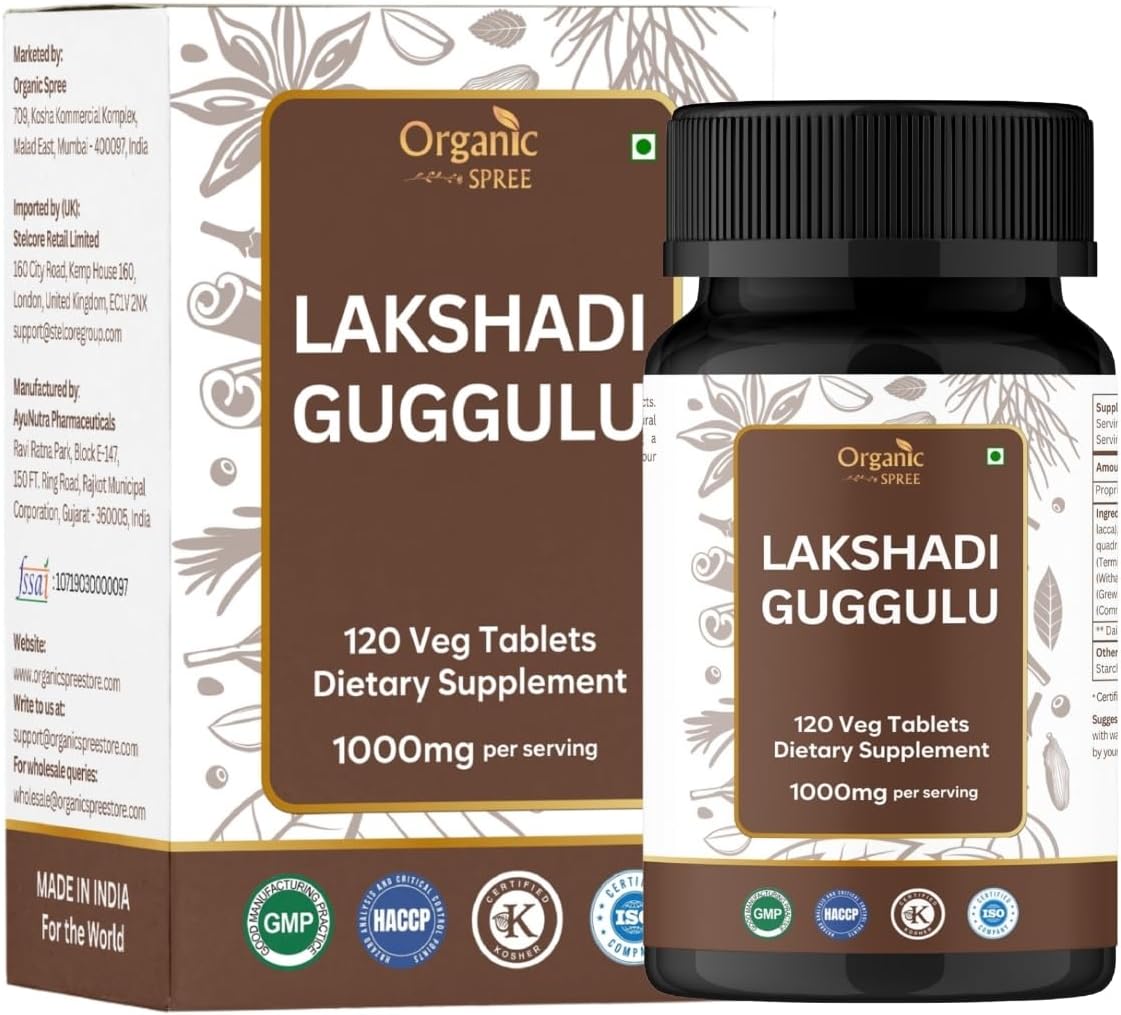 Lakshadi Guggulu 120 Tablets - Bone and Joint Support with hadjod, arjuna and guggulu* - Ayurvedic Formulation - Certified and Vegetarian (1)