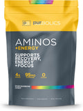 Purbolics Aminos + Energy | Supports Recovery, Energy & Focus | 95mg of Caffeine, 0 Sugar & 60 Servings (Sour Rainbow Candy)