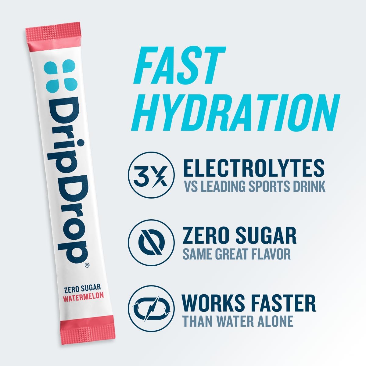 DripDrop Sugar Free Hydration Packets - Zero Classic Variety Pack - Single Serve Electrolytes Powder Drink Mix - Lemon Lime, Watermelon, Peach, Passion Fruit - Non-GMO, Gluten Free, Vegan - 16 Sticks