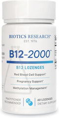 Biotics Research B12-2000™ Vitamin B12 2000 mcg, B6, Folate–B12 Sublingual Lozenges, Methylation Support Supplement, High Potency, Highly Absorbable, Natural, Berry Flavor, Dissolves Easily–60 Count