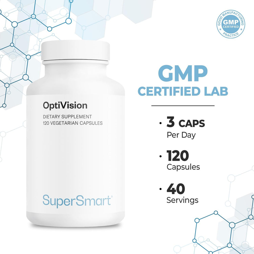 Supersmart - OptiVision (Advanced Formula) - with Bilberry Extract, Black Currant, Lutein, Zeaxanthin, Astaxanthin - Eyes Supplement | Non-GMO & Gluten Free - 120 Vegetarian Capsules