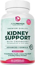 PurePremium Supplements - Kidney Support with Cranberry Extract & Astragalus - Kidney Health Supplement for Urinary Tract, Bladder, Cleanse, Detox & Repair - 60 Cranberry Pills Women and Men