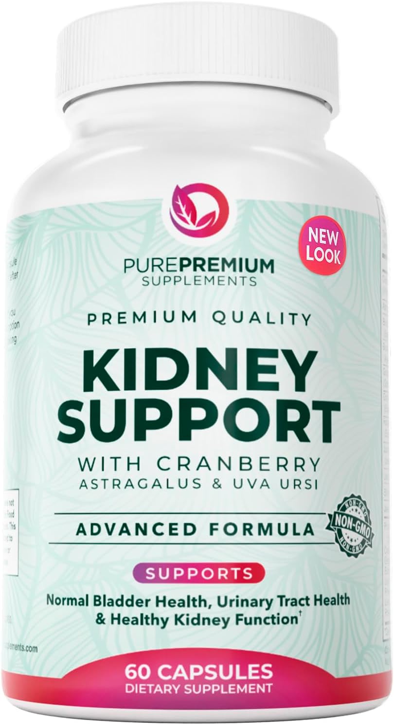 PurePremium Supplements - Kidney Support with Cranberry Extract & Astragalus - Kidney Health Supplement for Urinary Tract, Bladder, Cleanse, Detox & Repair - 60 Cranberry Pills Women and Men
