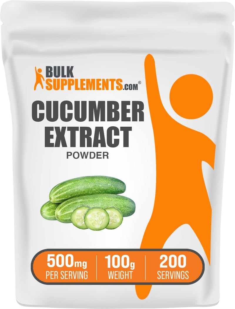 BulkSupplements.com Cucumber Extract Powder - Cucumber Supplement, for Hydration - Vegan & Gluten Free, 500mg per Serving, 100g (3.5 oz) (Pack of 1)