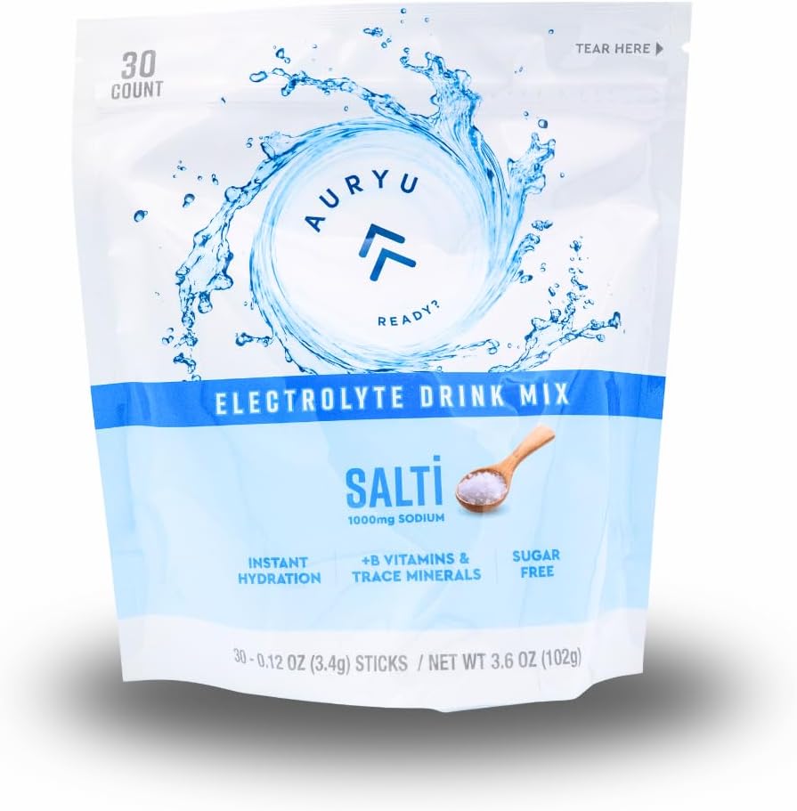 Electrolyte Drink Mix Salti – Unflavored Hydration Powder with 1000mg Sodium, Potassium, Magnesium, Zinc & B Vitamins – 30 Sticks