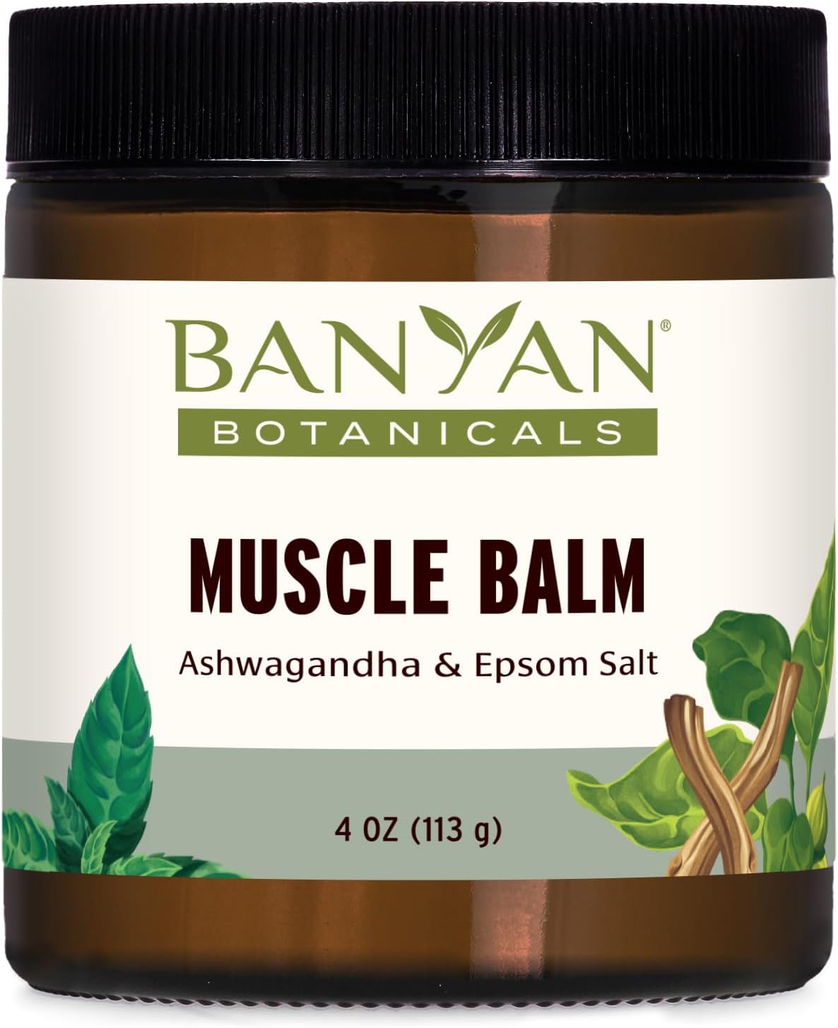 Banyan Botanicals Muscle Balm – Organic Muscle Massage Balm with Ashwagandha Root & Epsom Salt – Supports Healthy Circulation & Soothes Tired Muscles – 4oz – Non GMO Sustainably Sourced Petroleum Free