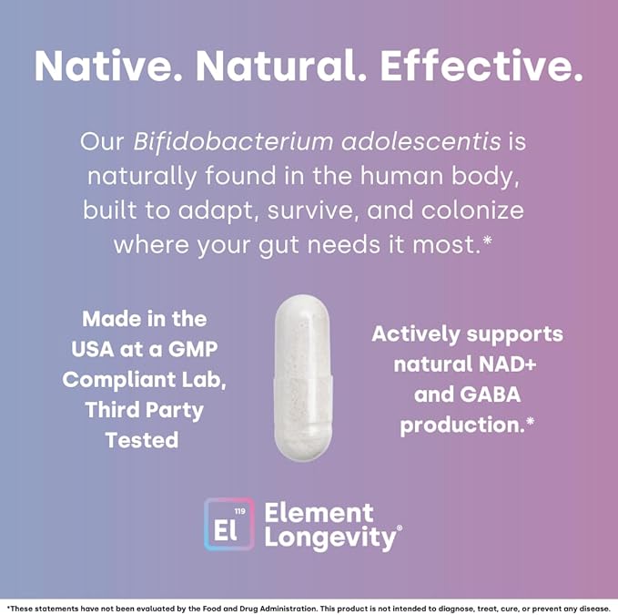 Human Strain Bifidobacterium Adolescentis Probiotic | Fewer Urgent Bowel Movements, Reduced Bloating/Gas, & Digestion Support | Clinically Studied Synbiotic | 30ct (30 Day Supply)