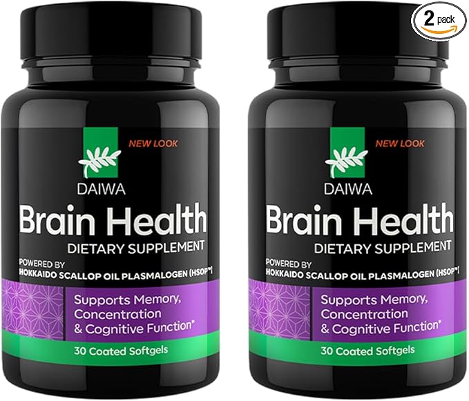 DAIWA Brain Health Omega-3 Supplement for Memory, Focus & Cognitive Wellness | Hokkaido Scallop Oil (HSOP) | Advanced Phospholipid Omega Forumla | 60 Softgels | 2 Pack