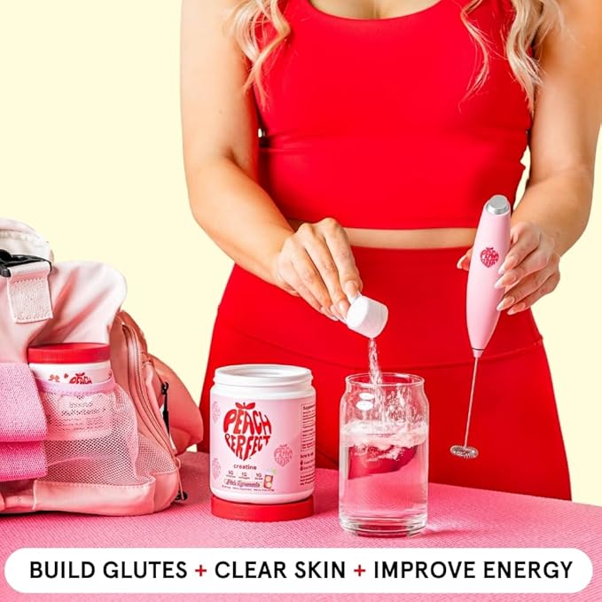 Peach Perfect Creatine Blend for Women – Micronized Creatine Monohydrate with BCAA & Collagen for Glute Strength Support – Pink Lemonade – 30 Servings