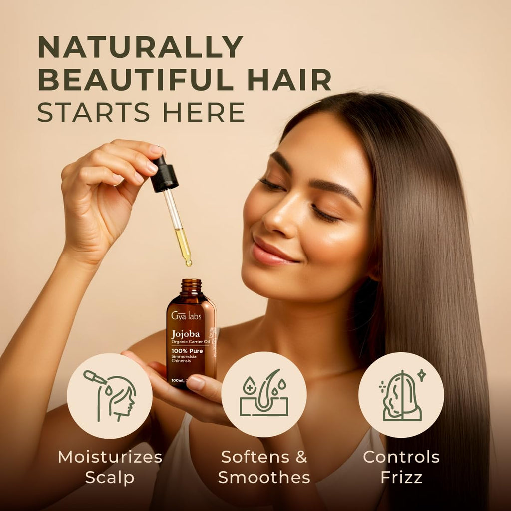Gya Labs USDA Organic Jojoba Oil - Moisturizes Skin for Lasting Comfort - Cold Pressed Jojoba for Hair, Body, Nails, Face - Base Carrier Oil