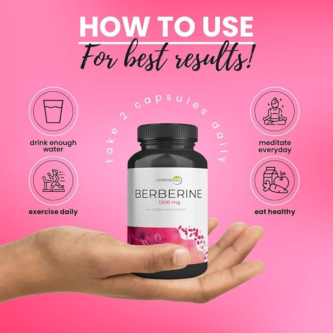 Berberine HCl 1200mg – High Potency Supplement for Blood Sugar, Insulin & Weight Management – Non-GMO, Gluten-Free, Vegan Capsules – Heart & Metabolism Support, Made in USA – 60 Count