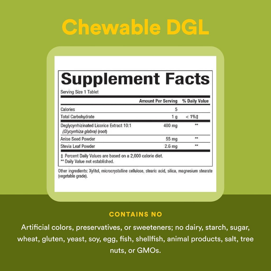 Natural Factors Chewable DGL 400 mg, Licorice Extract for Healthy Digest, 90 Chewable Tablets