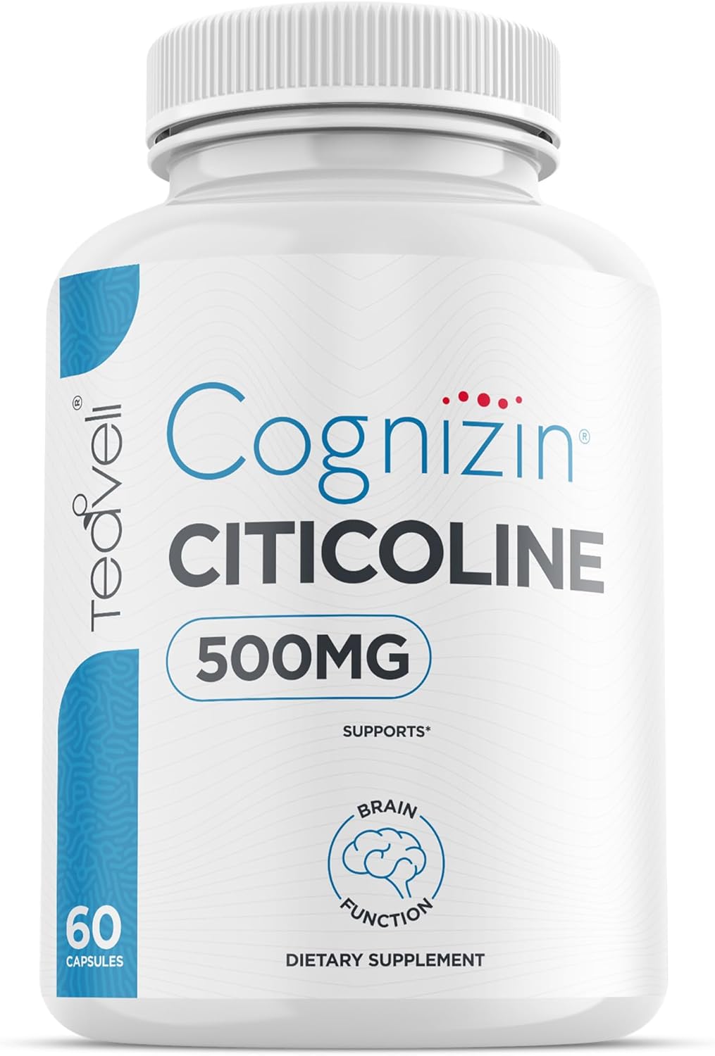 Cognizin Citicoline- 500mg CDP Choline Capsules- Clinically Studied Brain Supplement to Support Clarity, Concentration and Memory – Most Bioavailable Form of Choline Supplements - 60 Servings
