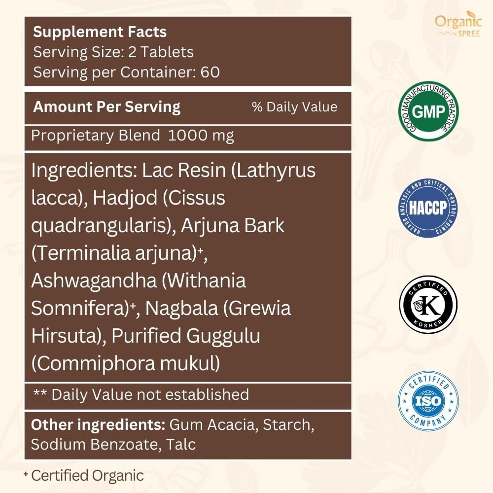 Lakshadi Guggulu 120 Tablets - Bone and Joint Support with hadjod, arjuna and guggulu* - Ayurvedic Formulation - Certified and Vegetarian (2)