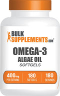 BulkSupplements.com Omega-3 Softgels - from Algal Oil, Algae Oil Omega 3 Supplement - Gluten Free, 1 Softgel per Serving, 180 Count (Pack of 1)