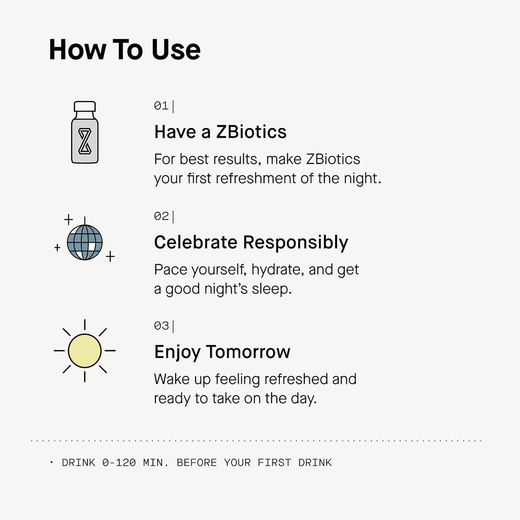 ZBiotics — Feel Better After Drinking, Wake Up Refreshed, Science-Backed, Patented Probiotic for Easier Mornings, Travel-Friendly, 3-Pack of 0.5 Fl Oz Bottles