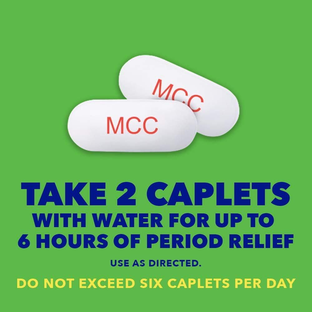 Midol Complete Caffeine Free Caplets 24ct: Midol Complete Caffeine Free Menstrual Pain Relief Caplets with Acetaminophen, Provides Headache Relief and Period Cramps Relief, 24 Count