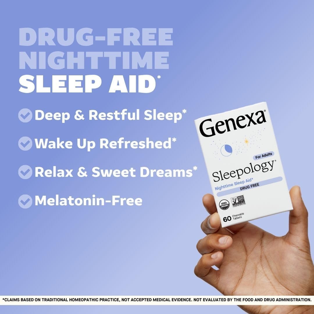 Genexa Sleep & Stress Bundle for Adults | Fatigue, Anxiety, & Irritability Relief | Melatonin-Free | Natural Vanilla & Lavender | Organic, Non-GMO, Homeopathic | 2 x 60 Tablets