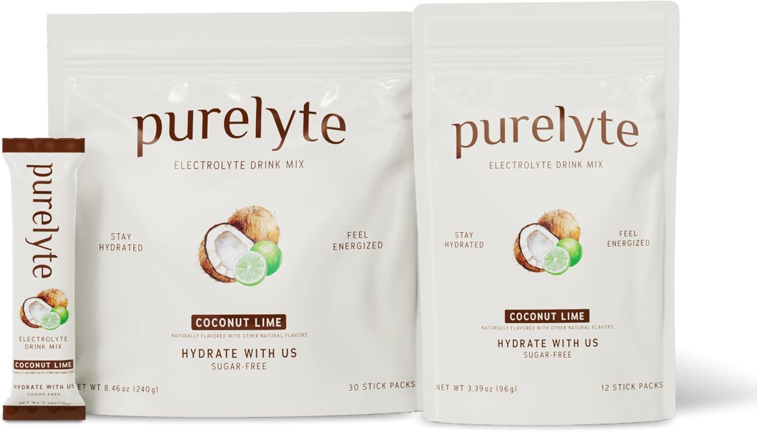 Electrolyte Drink Mix – Sugar-Free Hydration Powder Packets – Clean Electrolytes with Trace Minerals – Keto, Vegan, Gluten-Free – No Artificial Sweeteners – 12 Sticks – Coconut Lime