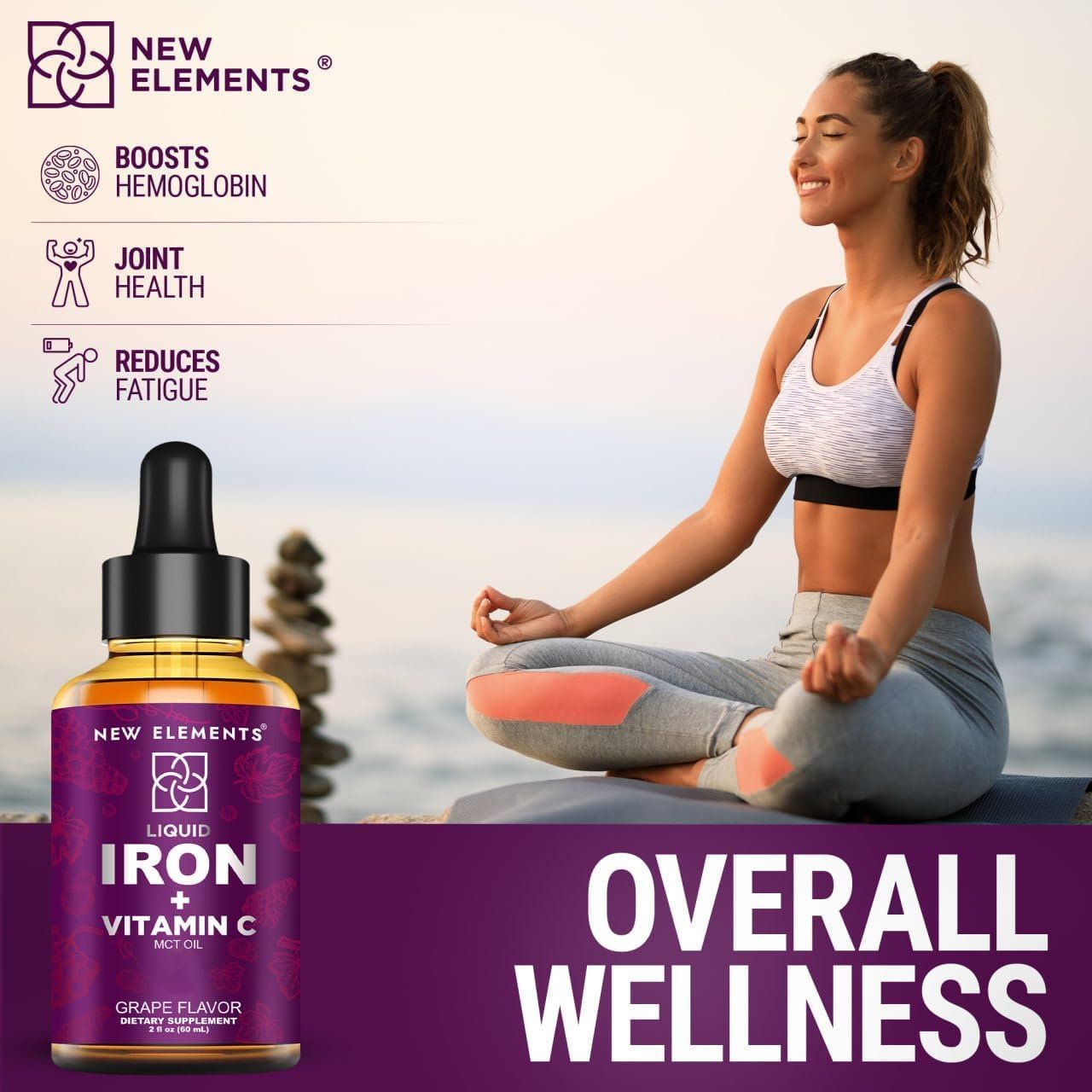 [2 𝐏𝐚𝐜𝐤] Liquid Iron Supplement with Vitamin C – 18mg Iron & 50mg Vitamin C for Anemia Support – Blood Builder Drops for Women & Men – Fast Absorption, Boosts Energy & Immunity – Vegan, Non-GMO