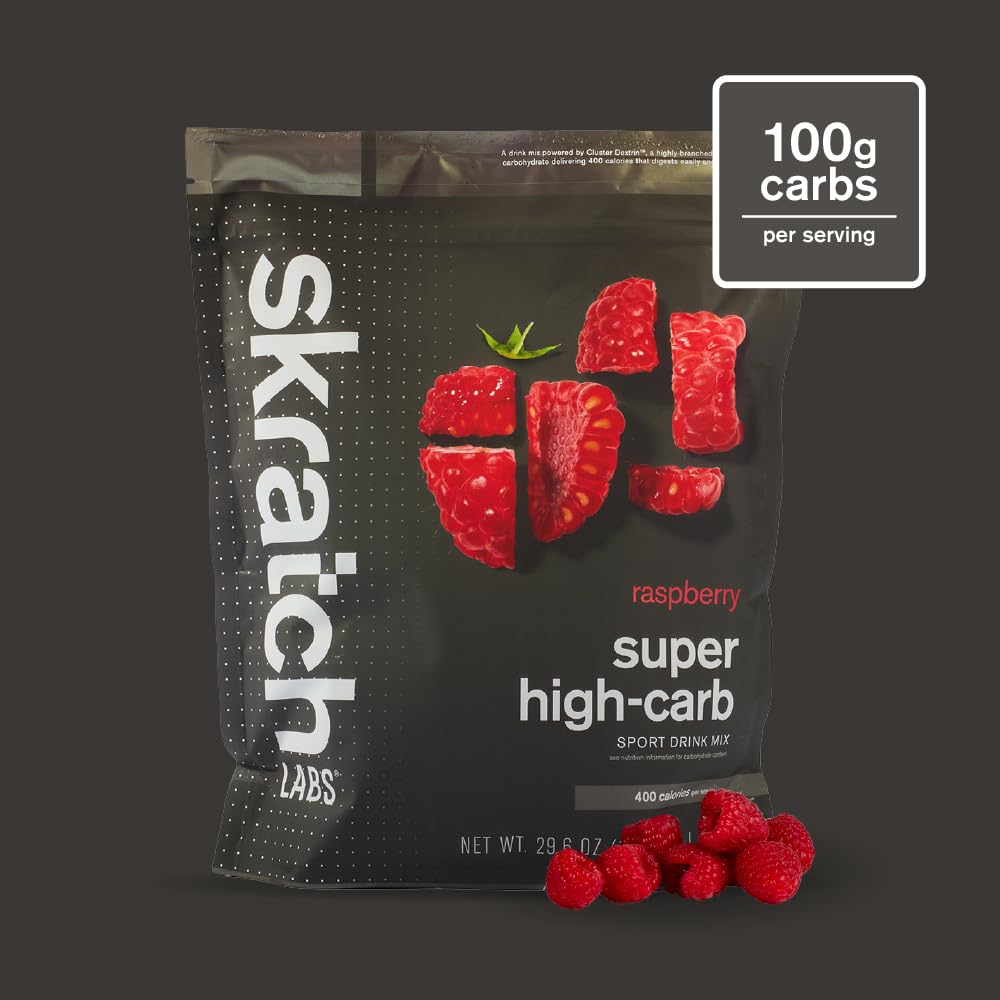 Skratch Labs Super High-Carb Hydration Powder | Carbohydrate Powder with Cluster Dextrin and Electrolytes | Endurance Energy Drink | Raspberry (840 Grams) | Non-GMO, Gluten Free, Vegan, Kosher